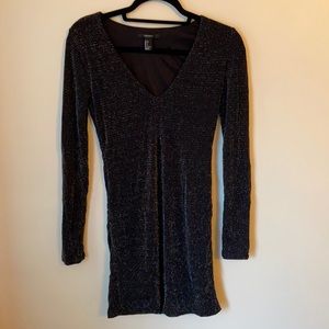 Forever 21 Black Sparkle Long sleeve Bodycon Dress